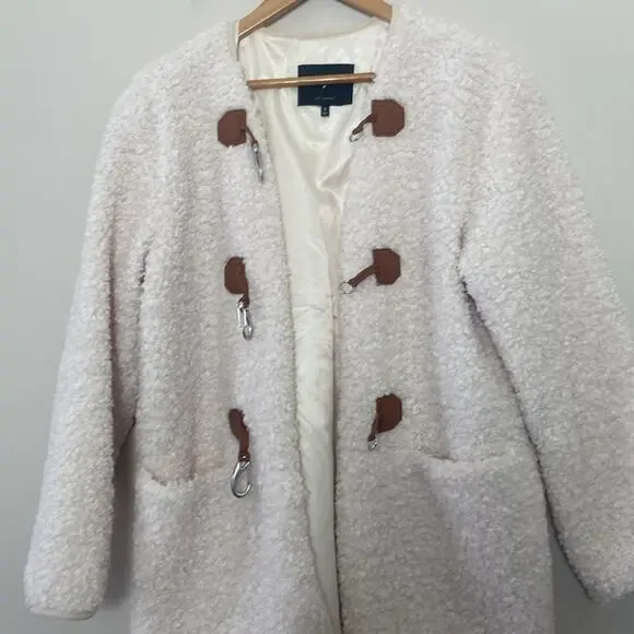 7 FOR ALL MANKIND Cozy Toggle Front Sherpa Teddy Jacket Size S - Picture 9 of 13